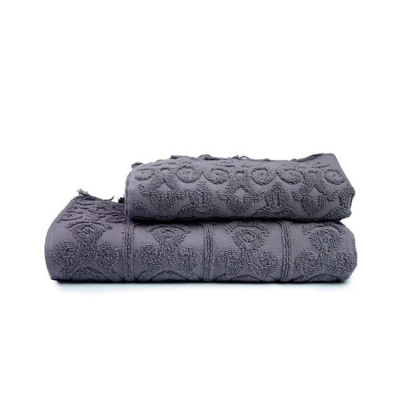 Ciemnoszare bawełniane ręczniki zestaw 2 szt. Kilim – Foutastic