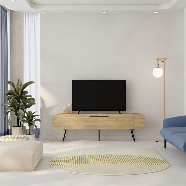 Szafka pod TV w dekorze dębu 195x57 cm Saluso – Marckeric-image-1