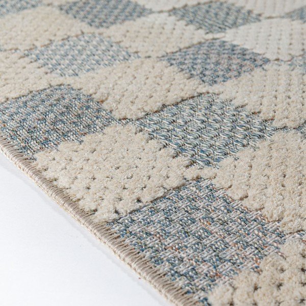 Niebieski chodnik z mieszanki bawełny odpowiedni do prania 80x230 cm Muted Checkerboard – Flair Rugs-image-3