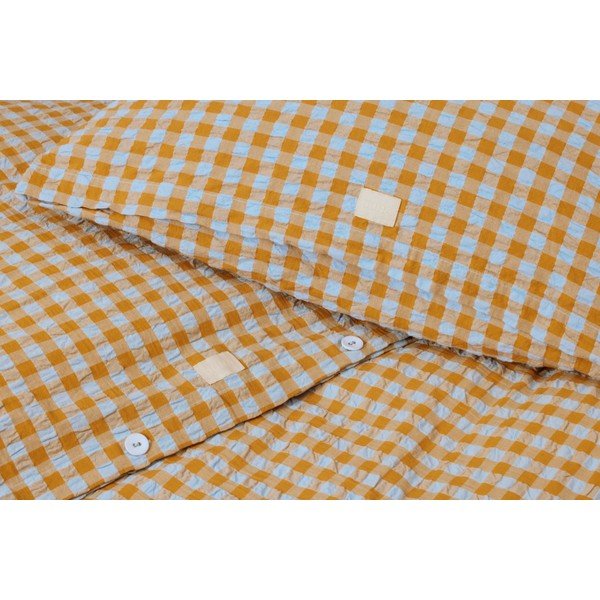 Żółto-jasnoniebieska pościel jednoosobowa z kory 140x200 cm Bæk&Bølge – JUNA-image-3