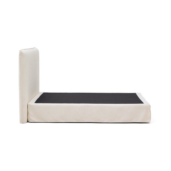 Białe tapicerowane łóżko dwuosobowe 160x200 cm Jaira – Kave Home-image-4