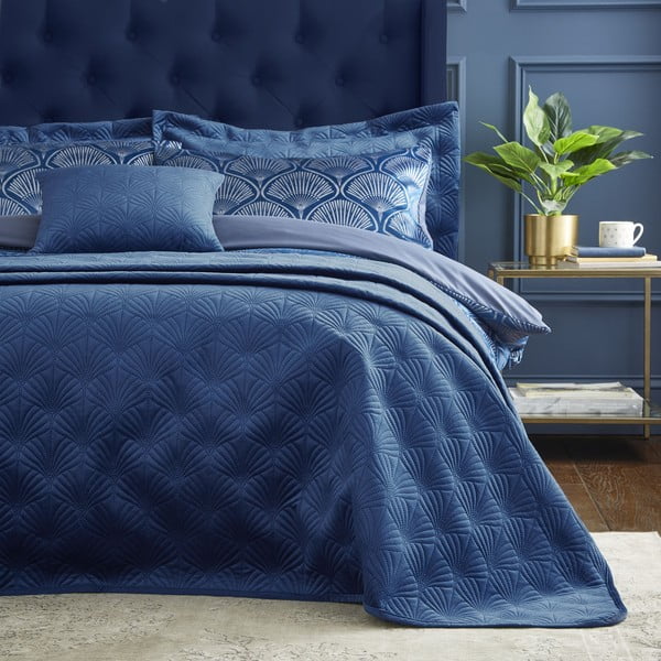 Niebieska dwuosobowa narzuta na łóżko 220x230 cm Art Deco Pearl – Catherine Lansfield
