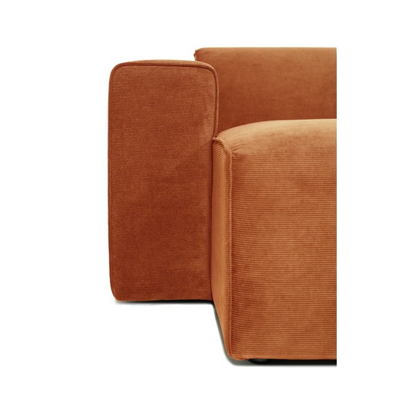 Pomarańczowa sztruksowa sofa modułowa w kształcie litery "U" Scandic Sting, lewostronna-image-4