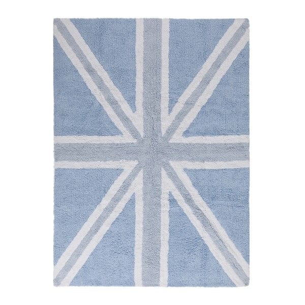 Niebieski dywan bawełniany wykonany ręcznie Lorena Canals UK, 120x160 cm