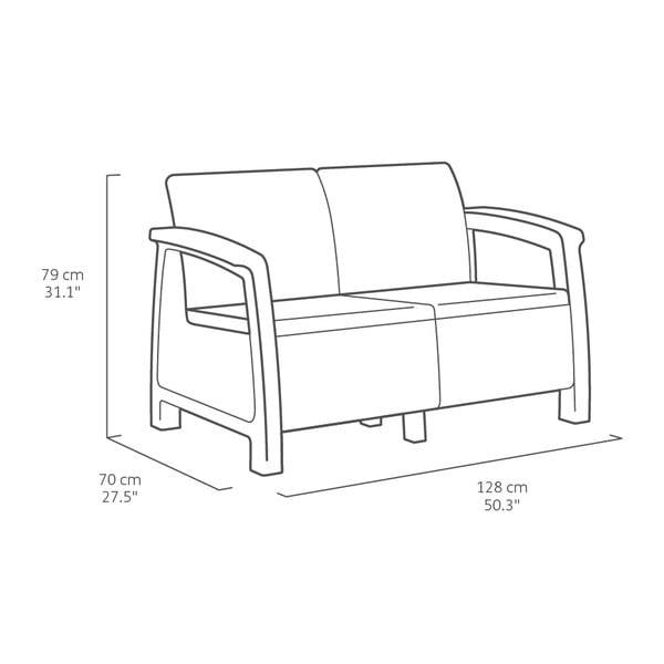 Ciemnoszary zestaw mebli ogrodowych dla 4 osób Corfu – Keter-image-2