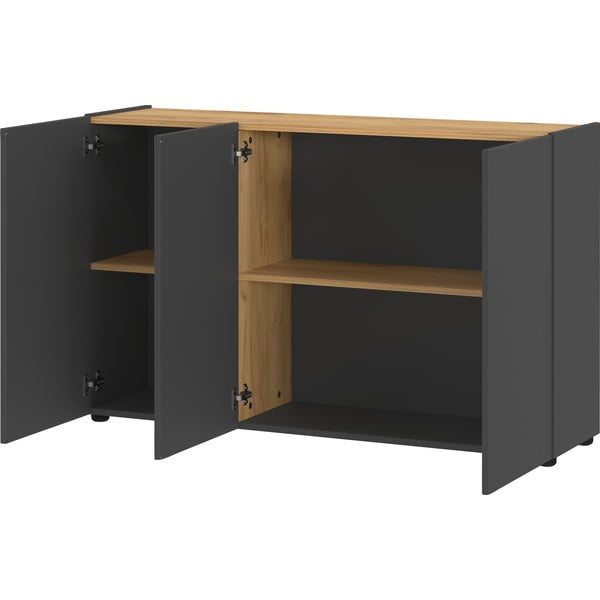 Antracytowa szafka w dekorze dębu 120x76x34 cm Adrano – Germania-image-2