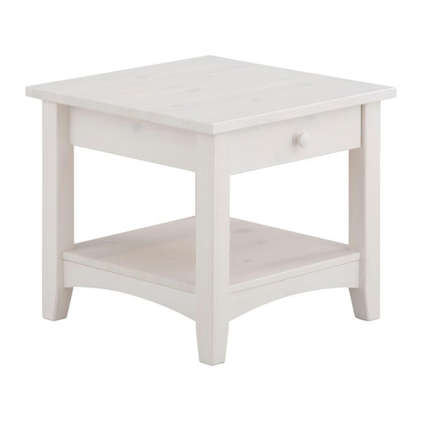 Biały stolik z szufladą z litego drewna sosnowego Støraa Chub S