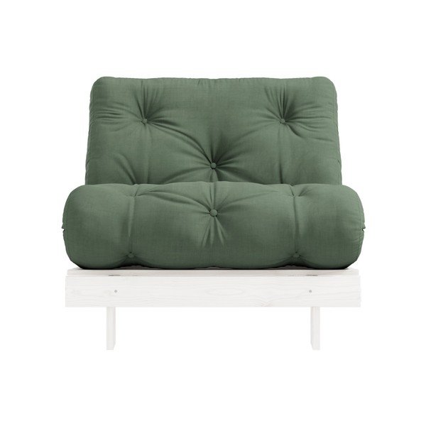 Fotel rozkładany z zielonym obiciem Karup Design Roots White/Olive Green-image-1