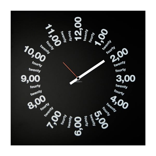 Zegar ścienny dESIGNoBJECT.it Only Hours Black, 50 x 50 cm 