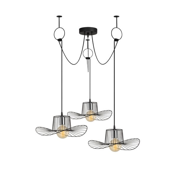 Czarna lampa wisząca z metalowym kloszem ø 78 cm Tel – Opviq lights-image-2