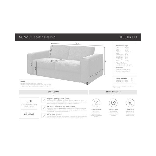 Granatowa rozkładana sofa 2-osobowa MESONICA Munro-image-4