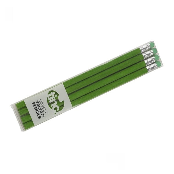 Zestaw 4 zielonych aksamitnych ołówków TINC Lovely