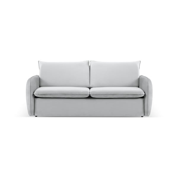 Jasnoszara aksamitna rozkładana sofa 214 cm Vienna – Cosmopolitan Design