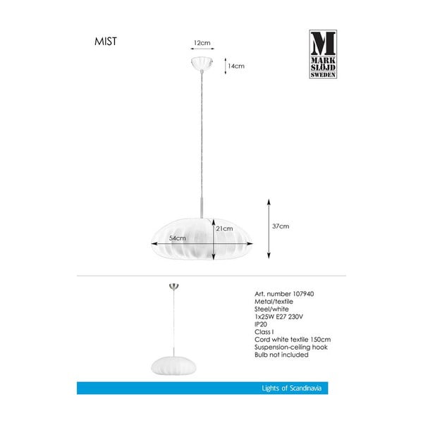 Biała lampa wisząca Markslöjd Mist Pendant-image-3