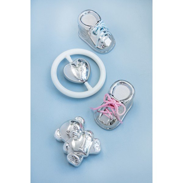 Metalowa szkatułka na pierwszy mleczny ząbek w kolorze srebra z połyskiem 6x4x4 cm Shoe  – Zilverstad-image-1