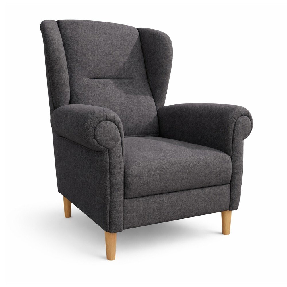 Ciemnoszary fotel typu uszak Swan – Ropez