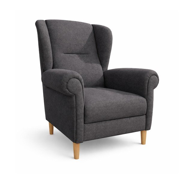 Ciemnoszary fotel typu uszak Swan – Ropez