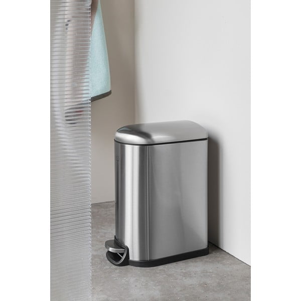 Kosz na śmieci z pedałem ze stali nierdzewnej w kolorze srebra 10 l Wather – Mette Ditmer Denmark-image-1