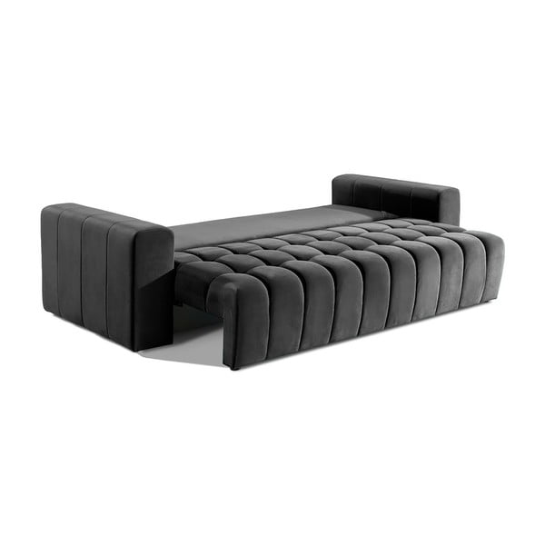 Ciemnoszara aksamitna rozkładana/ze schowkiem sofa 247 cm Lazaro – ELTAP-image-3