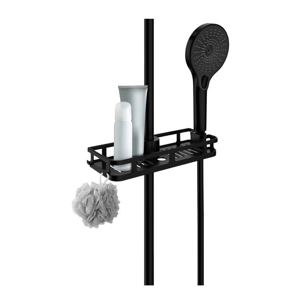 Samoprzylepna plastikowa półka łazienkowa w kolorze matowej czerni Libertà – Wenko-image-2