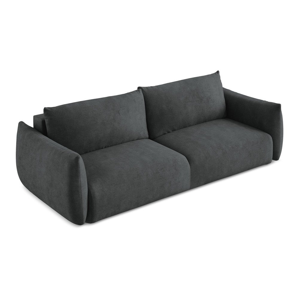 Ciemnoszara rozkładana sofa z tkaniny szenilowej 230 cm Leila – Makamii (zdjęcie 3)