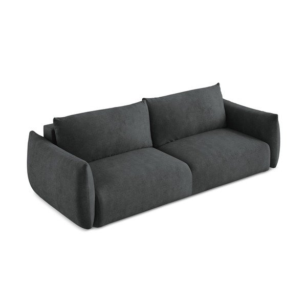 Ciemnoszara rozkładana sofa z tkaniny szenilowej 230 cm Leila – Makamii-image-3