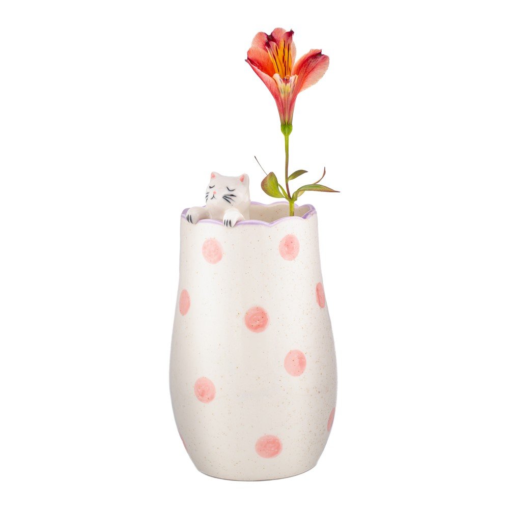 Biały wazon z dolomitu (wysokość 18 cm) Peeking Cat – Sass & Belle (zdjęcie 4)