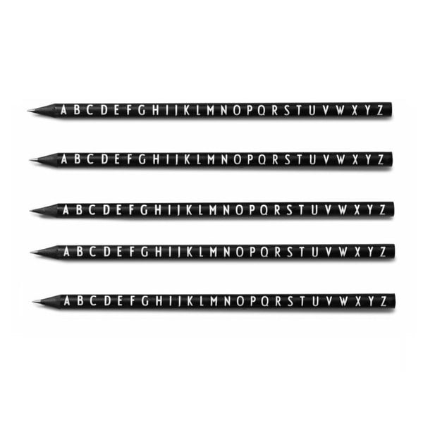 Zestaw 5 czarnych długopisów Design Letters Pencils