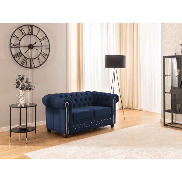 Niebieska aksamitna rozkładana sofa 148 cm York Blik – Ropez-image-4