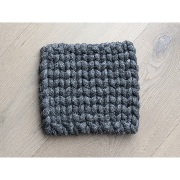 Antracytowa pleciona podkładka z wełny Wooldot Braider Coaster, 20x20 cm