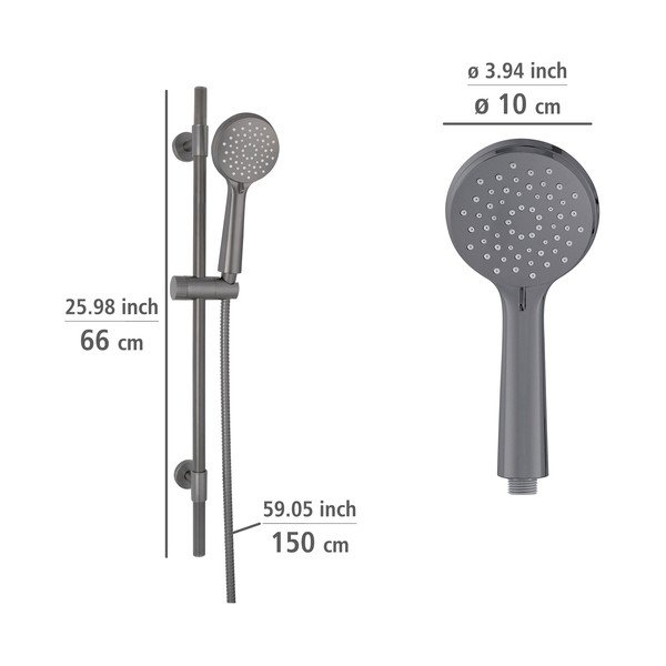 Szary zestaw prysznicowy ze stali nierdzewnej 66 cm Young – Wenko-image-3