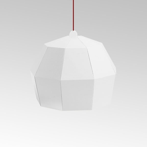 Kartonowa lampa Uno Fantasia A White, z czerwonym kablem