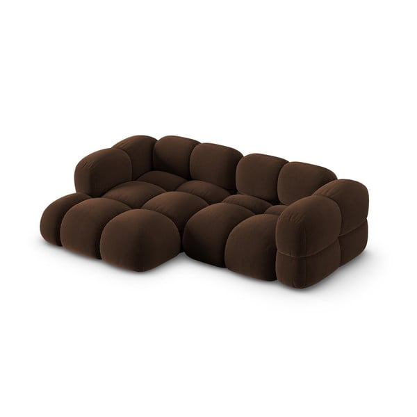 Ciemnobrązowy aksamitny narożnik (lewostronny/z szezlongiem) Loretto – Cosmopolitan Design-image-3