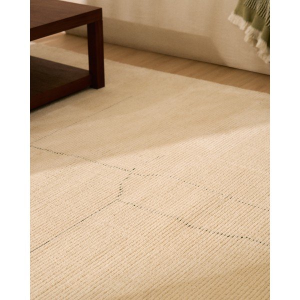 Kremowy dywan z mieszanki bawełny tkany ręcznie 230x160 cm Lisdan – Kave Home-image-1