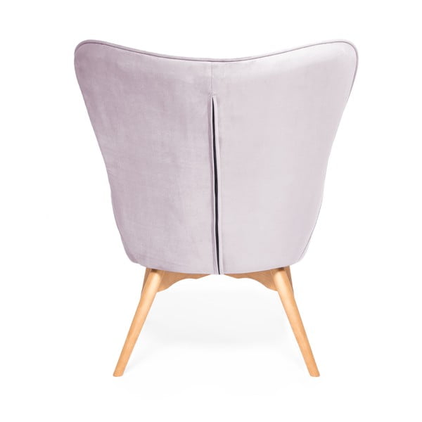 Lawendowy fotel z podnóżkiem i nogami w naturalnym kolorze Vivonita Cora Velvet-image-3