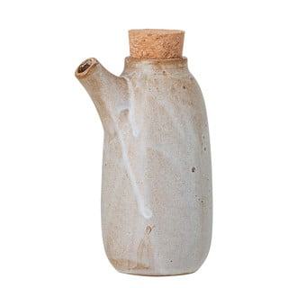 Beżowo-biała kamionkowa butelka z zatyczką Bloomingville Masami, 600 ml