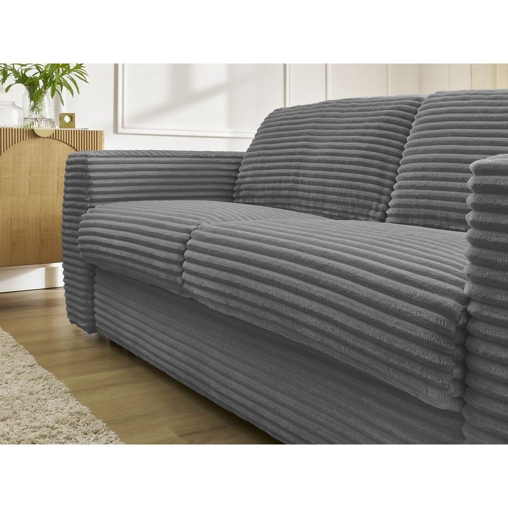 Ciemnoszara sztruksowa rozkładana sofa do spania 240 cm Hugo – Bobochic Paris (zdjęcie 7)