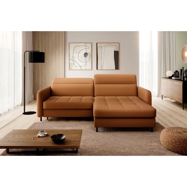 Żółty aksamitny rozkładany/ze schowkiem narożnik (prawostronny/z szezlongiem) Gomsi – ELTAP-image-3