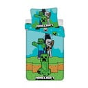 Zielono-niebieska bawełniana pościel dziecięca jednoosobowa 140x200 cm Minecraft "Mobs Here" – Jerry Fabrics