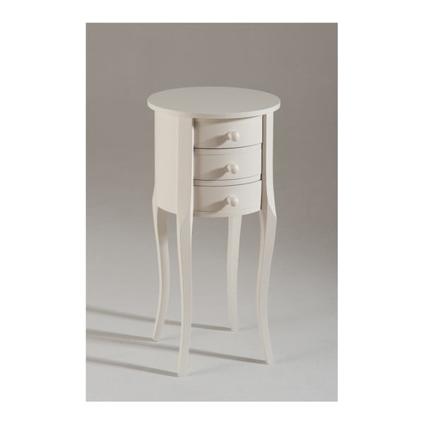 Biały okrągły stolik drewniany z 3 szufladami Castagnetti Corinne