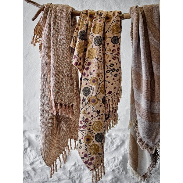 Brązowy koc z bawełny z recyklingu 130x160 cm Eydis – Bloomingville-image-2