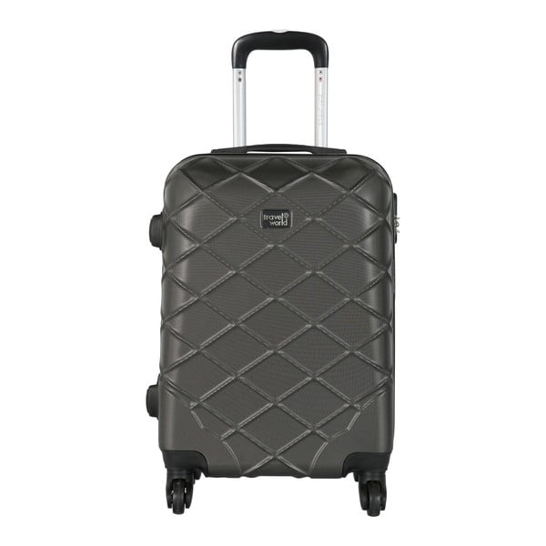 Ciemnoszara walizka podręczna na kółkach Travel World, 44 l