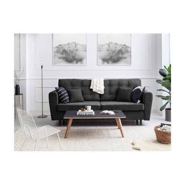 Ciemnoszara 3-osobowa sofa rozkładana ze schowkiem Cosmopolitan Design Lyon-image-1