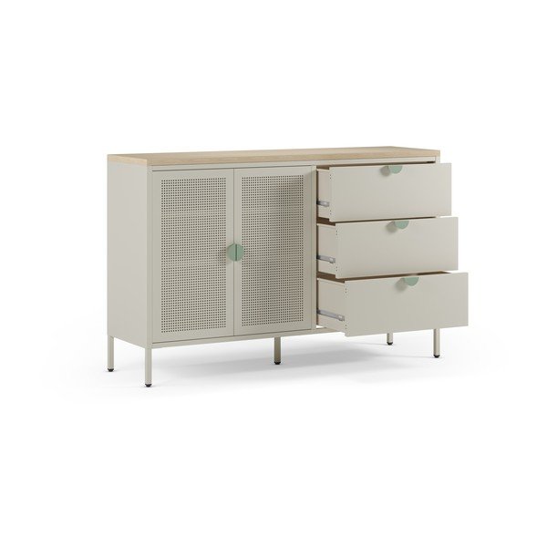 Kremowa/w naturalnym kolorze metalowa komoda 140x90x40 cm Sayla – Marckeric-image-2