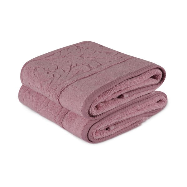 Różowe bawełniane ręczniki zestaw 2 szt. 90x50 cm Sultan – Mijolnir