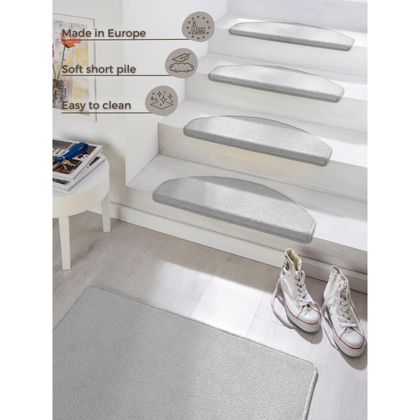 Szare samoprzylepne dywaniki na schody zestaw 15 szt. 23x65 cm Fancy – Hanse Home-image-4