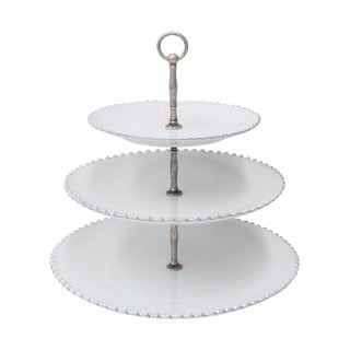 Biała kamionkowa etażerka Costa Nova Pearl, wys. 33 cm
