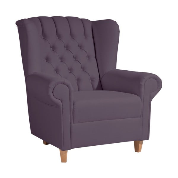 Fioletowy fotel uszak z imitacji skóry Max Winzer Vary Leather