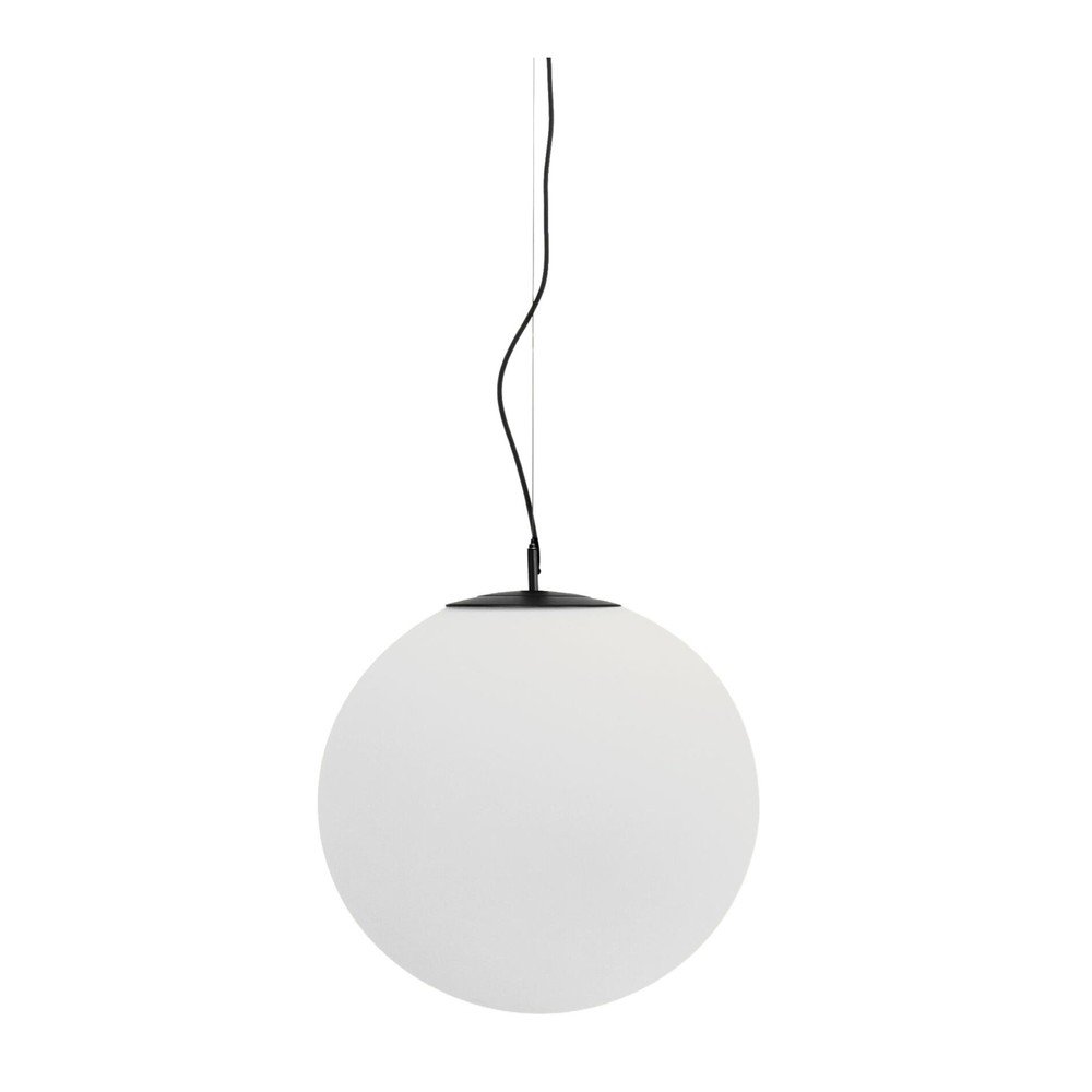 Biała/czarna metalowa lampa wisząca ze szklanym kloszem ø 50 cm Brisia – Kave Home
