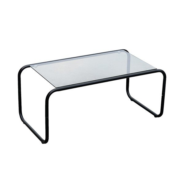 Czarny stolik ze szklanym blatem 40x80 cm Ventana – Leitmotiv